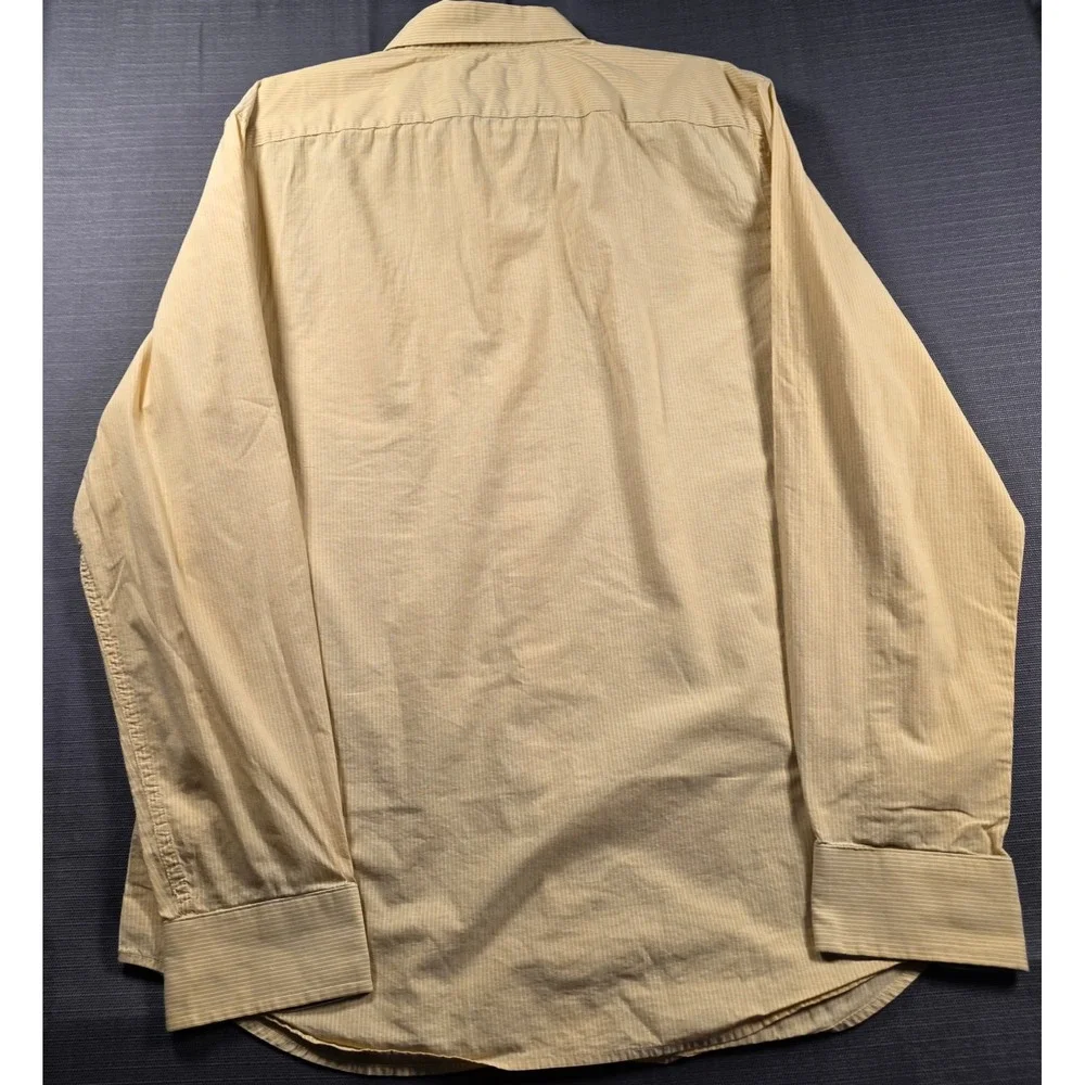 Banana Republic Mens Standard Fit Soft Wash Striped Button Down Shirt Yellow M